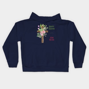 Floral Happy Easter God Bless Design Kids Hoodie